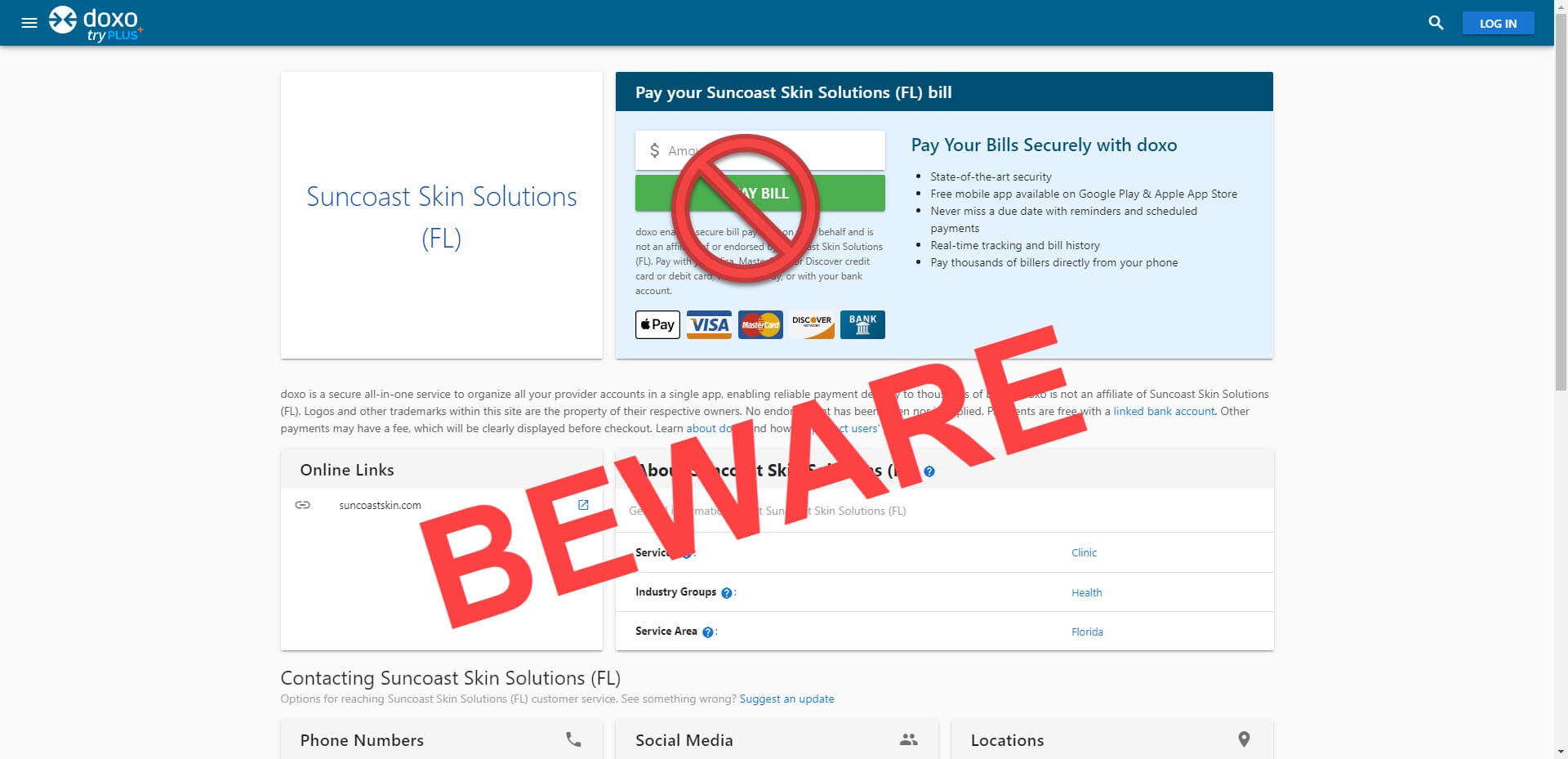 PLEASE READ! DOXO BILL PAYMENT WARNING!